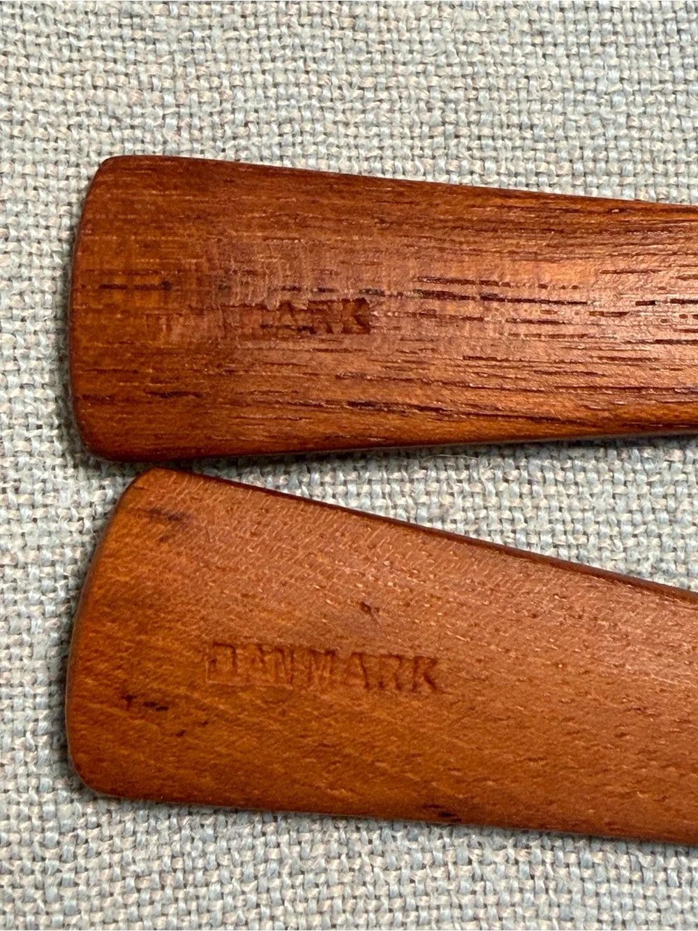 Jens Quistgaard 1950s set of 2 vintage teak spoons marked “Danmark”